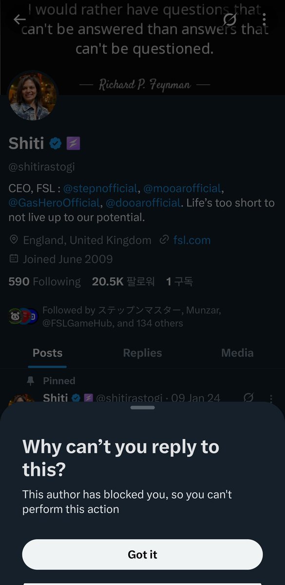 CoWalky's tweet image. I just discovered something quite surprising: the CEO of FSL, @shitirastogi has blocked me.

Looking back at all my posts, I gave strong advice but never engaged in blind criticism.
I’ve always been a passionate supporter of StepN, StepnGO, and even Mooar.

#STEPN #stepngo