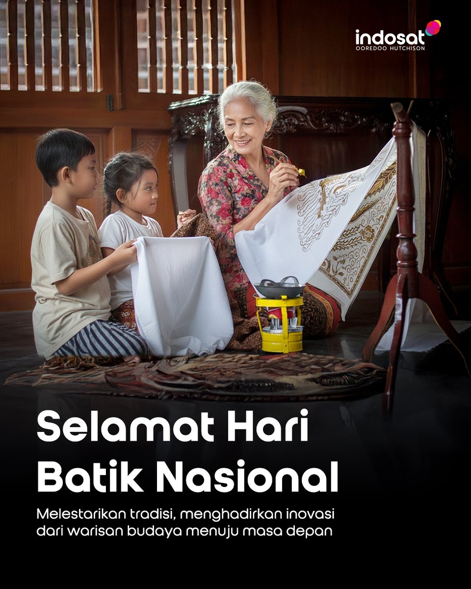 Batik adalah identitas sekaligus kebanggaan kita bersama. 🇮🇩

Yuk, rayakan Hari Batik Nasional dengan mengenakannya penuh rasa bangga, sambil terus melestarikan warisan budaya ini.

#StrivingBeyond #EmpoweringIndonesia #IndosatOoredooHutchison #IOH