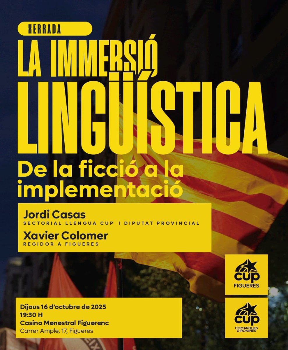 📅Dijous 16 d’octubre
🕣19:30h
📍Casino Menestral Figuerenc