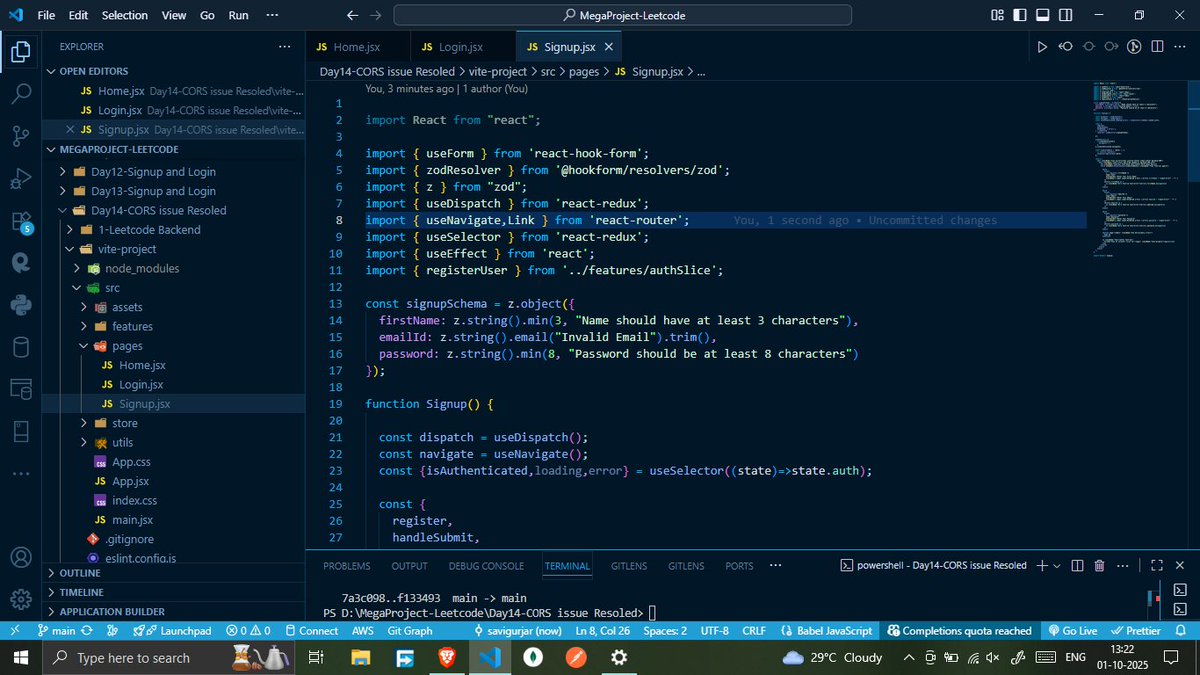 savita_gurjar30's tweet image. Topic: MegaProject: Leetcode

@rohit_negi9

Lecture 14: CORS issue Resolved

 GitHubRepo:github.com/savigurjar/Lee… 

#LeetCodeProject #MegaProjectSeries #CoderArmy #RohitNegiBhaiya