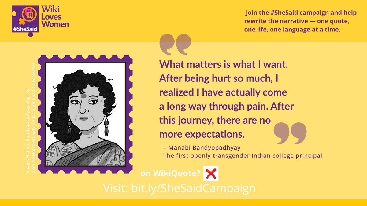 Watch this space for campaign updates, ways to get involved, and inspiring quotes from across the globe.

Together, we’ll continue to amplify women’s voices, share their words on Wikiquote, and take meaningful steps toward closing the gender gap on Wikipedia. 🌍💬

#SheSaid