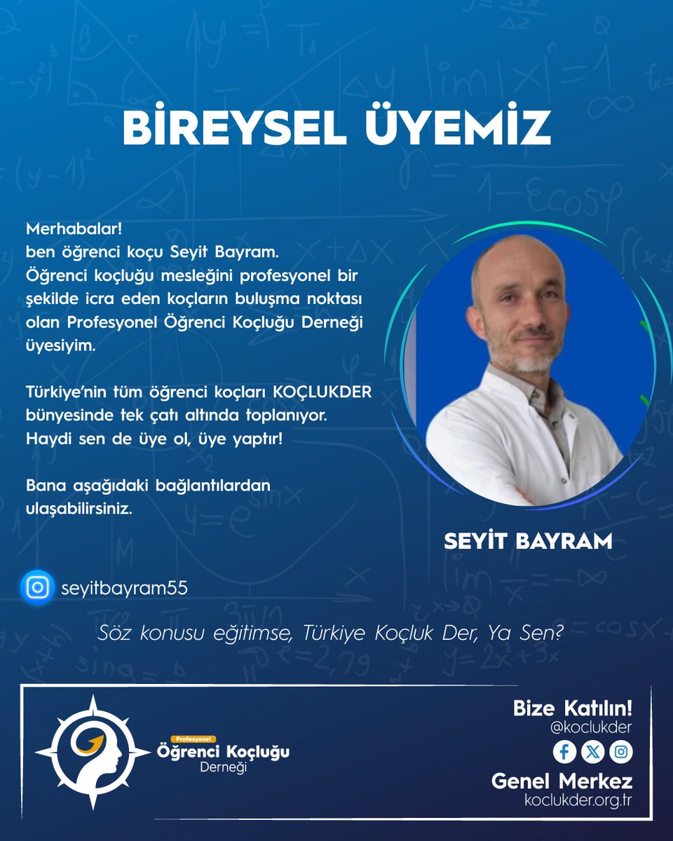 🎉 Seyit Bayram artık KOÇLUKDER üyesi!
Sen de öğrenci koçluğu alanında mesleki dayanışmanın parçası olmak ister misin?

#KoçlukDer #ÖğrenciKoçluğu #KoçluktanGüçAl