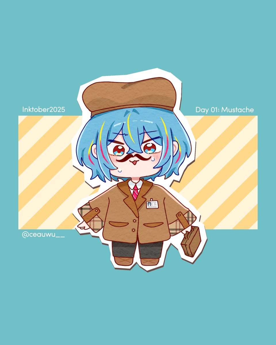 Day 1 | Mustache 
#Inktober2025 (Digital Art) :3
.
.
.
#illustration #oc #Ibispaint