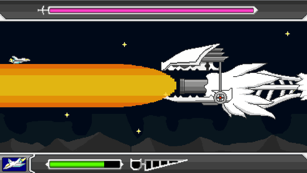 sakuria1209's tweet photo. ドット絵横シューティングゲーム
『Arbitria』を公開しました！
機械と生命が合体した異形の敵を倒すボスラッシュ的な、弾幕的なSTGになってます！
ブラウザで、プレイ時間10分程度で遊べるのでぜひ！

ゲームのリンクはリプに↓ https://t.co/L7ZsyA4fuh