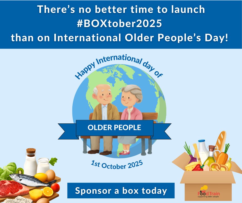 FoodTrainScot's tweet photo. ✨What better day to launch #BOXtober2025 than #InternationalOldersDay! 🌍 
Each box is more than food — it brings care &amp; dignity. For just £10 a year, help older people stay independent &amp; connected. Be the reason someone smiles! 💖 👉 https://t.co/0Orzm5rbpm https://t.co/NI7gaeAD4c