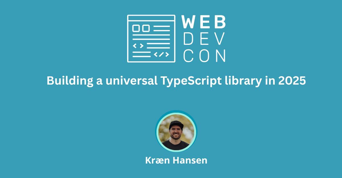 WebdevconNL's tweet image. 🎤 Kræn Hansen spoke at Webdevcon! 

The talk &apos;Building a universal TypeScript library in 2025&apos; is now live!💪 🚀 

🎥 Watch it here: webdevcon.nl/session/buildi… 

#wdc25 #backend #typescript #webdevcon