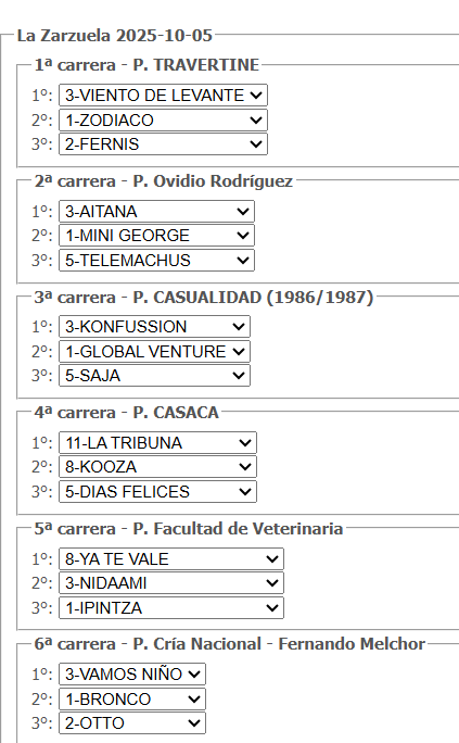 La Zarzuela 05-10-2025 #turf #carrerasdecaballos #lazarzuela