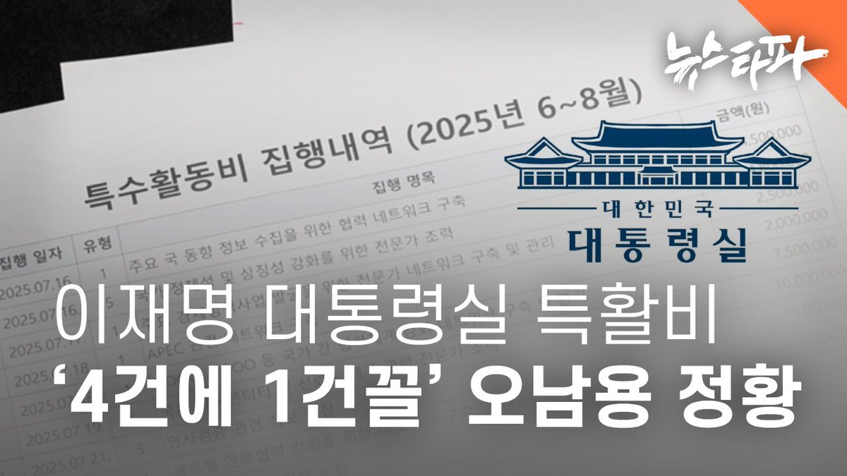 최근 뉴스타파는 이재명 대통령비서실의 예산 오남용 의혹을 보도했습니다. 대통령실이 기획재정부 예산집행지침(기재부 지침)을 어기고, 기밀 유지가 필요한 정보 수집 등에 쓰도록 돼 있는 특수활동비(특활비)를 ‘격려금’, ‘위로금’으로 집행한 사실이 확인된 겁니다.

뉴스타파는 대통령실이 공개한