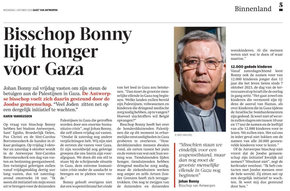 Met welk recht praat bisschop Bonny voor "de joodse gemeenschap"?

Dat hij zich maar bezig houdt met zijn eigen gemeenschap. Werk genoeg daar.