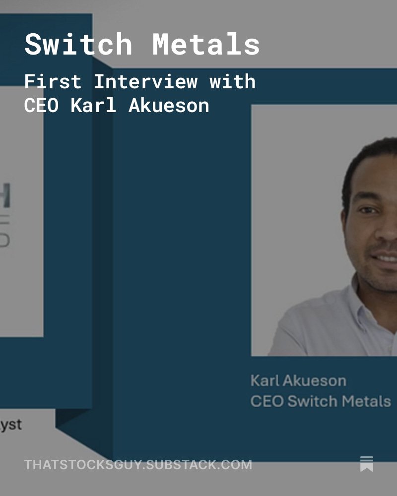 that_stocks_guy's tweet image. #SWT #TANTALUM 

My first chat with Switch Metals CEO Karl Akueson.

They've locked up the prime real estate and the plan is solid.

Listen in.

open.substack.com/pub/thatstocks…