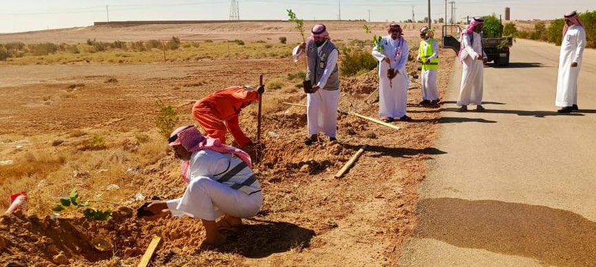 abuajramUN's tweet photo. استكمالاً  لأعمال مبادرة #الجوف_واحة_خضراء في موسمها الثالث عشر و مبادرة #السعودية_الخضراء 
تواصل بلدية ابو عجرم زراعة  الأشجار  والشجيرات في الطريق المؤدي الى مقبرة الاضارع حسب الخطه المعتمدة بمشاركة منسوبي وعمال مكتب خدمات الاضارع. https://t.co/Pu6nLizbJd