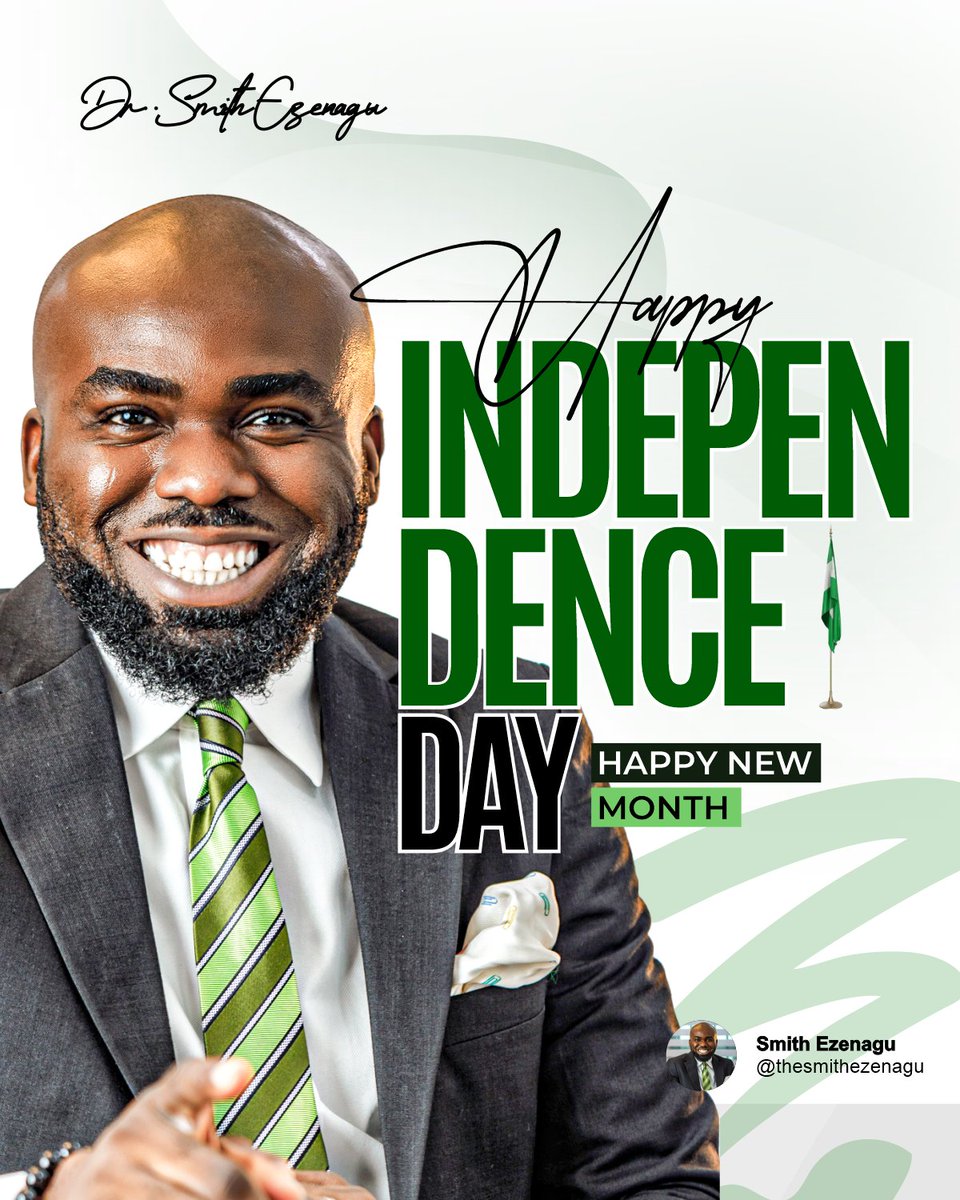 Drsmithezenagu's tweet photo. Independence is the daily resolve to rise and build.

Nigeria’s story is ours to shape with vision, enterprise, and courage.

We can shape the future, if we are bold enough to create it.

Happy Independence day 🇳🇬 

#NigeriaAt65 #drsmithezenagu #essobiz #smithezenagu https://t.co/O5nltsATup