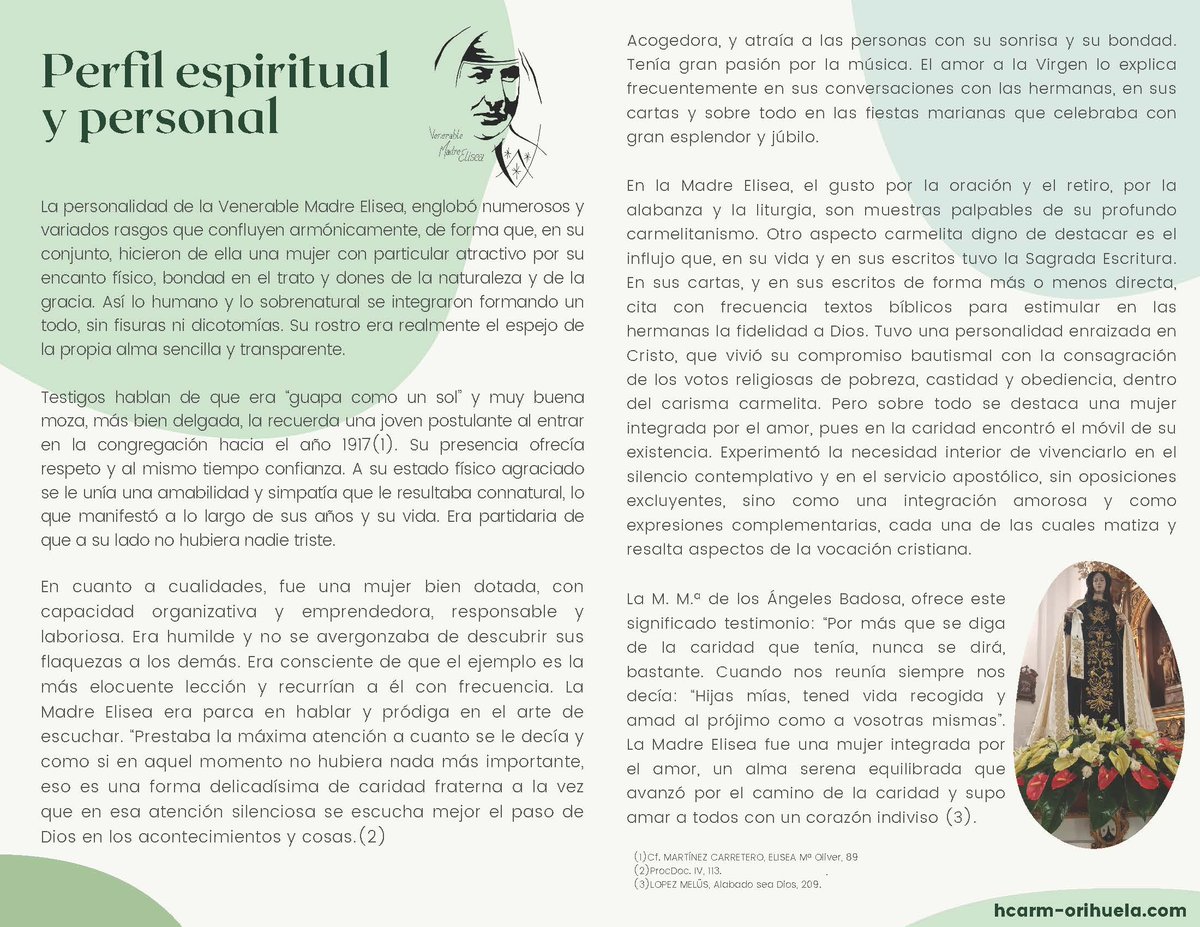 ✨🙏 Nuevo Boletín (Oct-Dic 2025) 🙏✨

Descubre el perfil espiritual y personal de la Venerable Madre Elisea Oliver Molina, fundadora de las Hermanas Carmelitas 🌍✝️

Un testimonio de fe, amor y entrega 💖

#SMCMurcia #MadreElisea #CausaDeCanonización #Fe