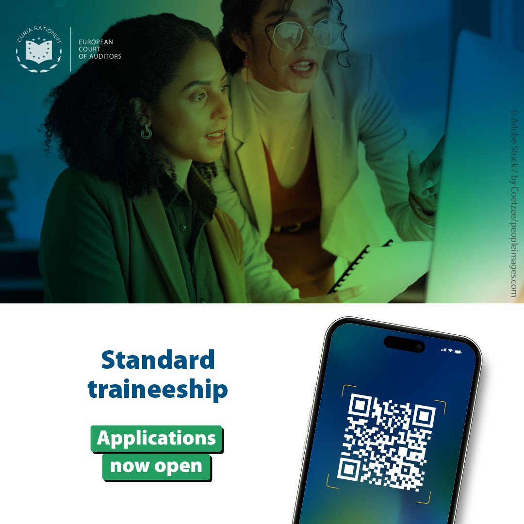 EUauditors's tweet photo. π Are you looking to kickstart your career in an #EUinstitution? π
π
We are excited to announce that applications to our #traineeship programmes are open from today to 30 November!
At the @EUauditors, you can choose from:
β¨ Standard traineeship
π€ Traineeship in artificial intelligence
π Positive Action Programme for trainees with a disability
π Apply now: https://t.co/BJ46GMvVcS
#Traineeships #EuropeanUnion #EUcareers #EUauditors