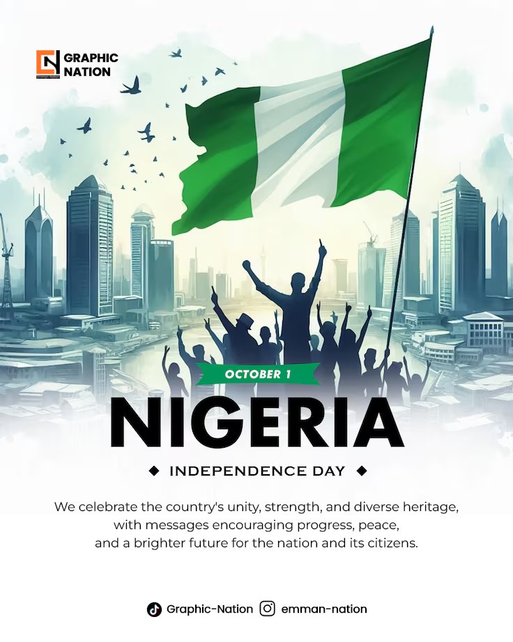emmangraphic's tweet photo. 🇳🇬💚 Happy Independence Day, Nigeria!
We celebrate our resilience, unity, and progress while embracing a future where technology drives innovation and creates opportunities for all. ✨🚀

#NigeriaAt65 #IndependenceDay https://t.co/HX1CBQQa2s