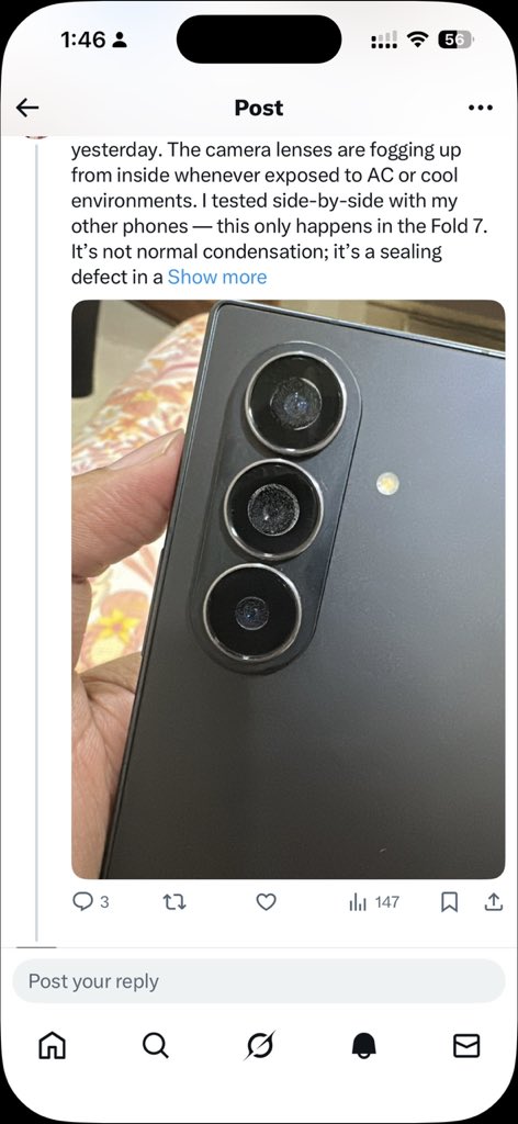 aroraa007's tweet photo. After a long time I switched from iPhone to android . And I chose your brand and this is the product you delivered @SamsungIndia . And this is the response you are giving . 

I’ve submitted my phone in service Center my service number is 4421918753 they are also not solving my problem . From 1st day I was facing a foggy lens problem I want a replacement . https://t.co/FFtSbM1Rh4