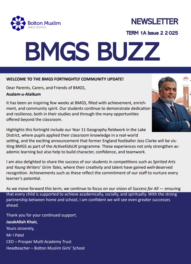 GirlsBolton's tweet photo. π¨ Our latest BMGS Buzz Newsletter is out!
Catch up on all the highlights, trips, and celebrations from this half term.
Read it here: https://t.co/yAiW0u9Cfq
#TeamBMGS #SuccessForAll https://t.co/bXYKRVY338