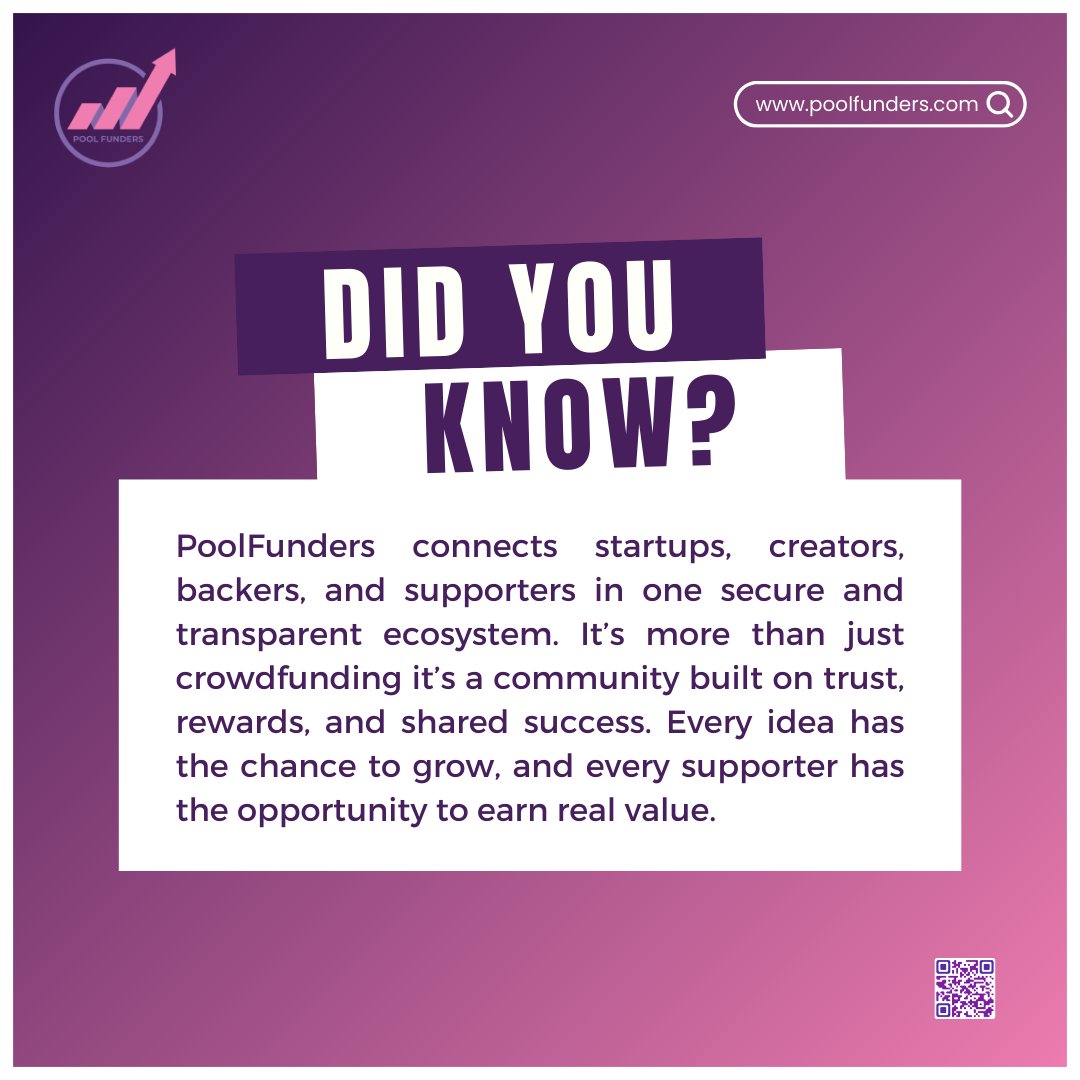 DID YOU KNOW?
.
➡️ Visit Us: poolfunders.com
➡️Start your campaign: lnkd.in/gpmNzbsP
➡️Join us: t.me/poolfunders
.
#PoolFunders #Crowdfunding #Startups #Creativity #Technology #Creators #Rewarding #Funding #Nomiddleman #Innovation #DeFi #Backers #Twitter