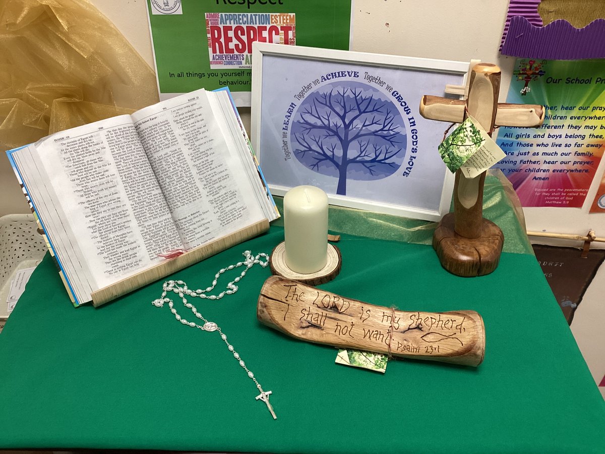 In this month of October, our prayer table is adorned with rosary beads, an invitation to pray with Mary and draw us closer to Jesus #stbernadettesre