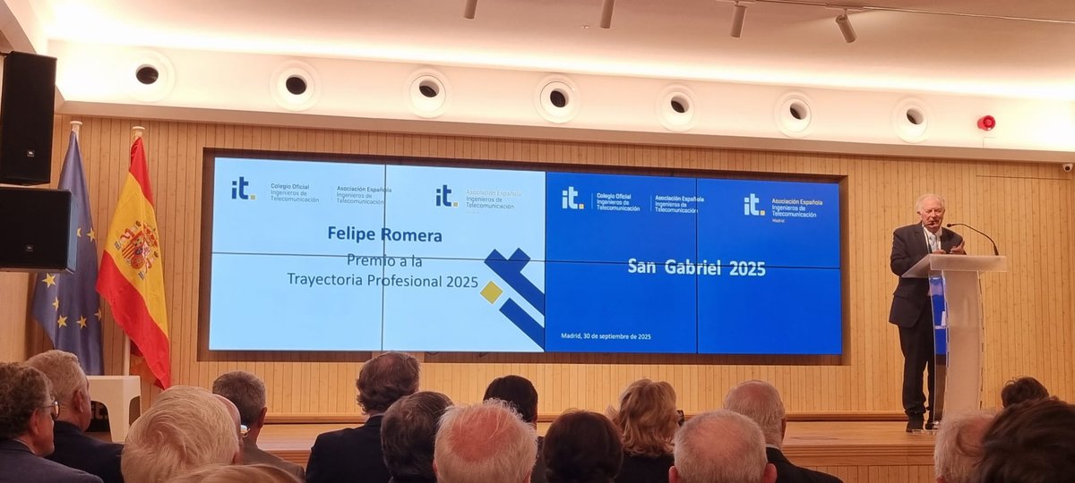 🏆 Felipe Romera, Premio a la Trayectoria Profesional 2025

El Colegio Oficial y la Asociación Española de Ingenieros de Telecomunicación ha reconocido a nuestro presidente con el Premio a la Trayectoria Profesional 2025.

¡¡Enhorabuena!! 👏👏

ℹ️👉 coit.es/noticias/felip….