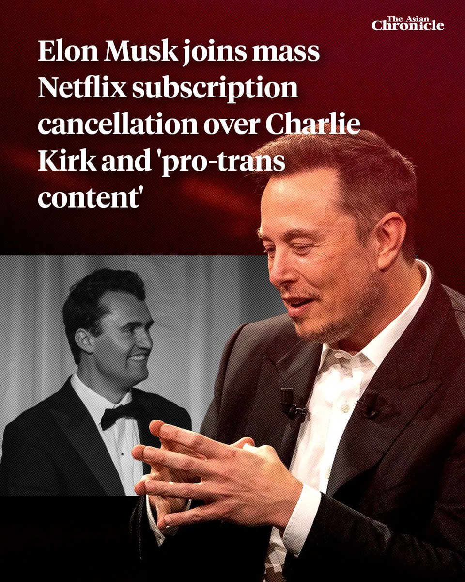 Elon Musk Cancels Netflix Subscription Over Charlie Kirk, ‘Pro-Trans Content’

Tesla CEO Elon Musk announced he has joined the wave of Netflix subscription cancellations after the platform’s director, Hamish Steele, mocked the killing of conservative commentator Charlie Kirk.