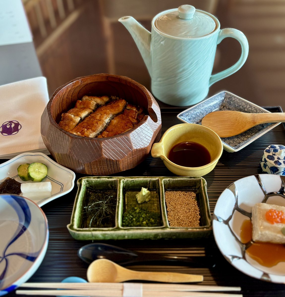 両対局者が召し上がった
「三河一色産鰻のひつまぶし」
名古屋マリオット内　
京都つる家さんにて
うなぎがふわふわであっさりとした上品な味わい〜😋