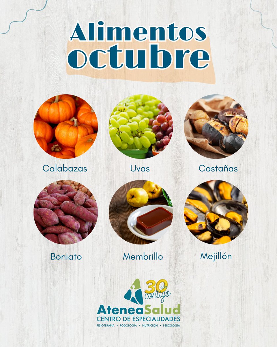 🍴𝐀𝐋𝐈𝐌𝐄𝐍𝐓𝐎𝐒 𝐃𝐄 𝐓𝐄𝐌𝐏𝐎𝐑𝐀𝐃𝐀 -𝐎𝐂𝐓𝐔𝐁𝐑𝐄 

🍂 En octubre, con la llegada del otoño, tenemos una gran variedad de frutas, verduras, hortalizas y productos de temporada que son más frescos, económicos y sabrosos.

📞 956 347 902 | 🌐 ateneasaludjerez.com
