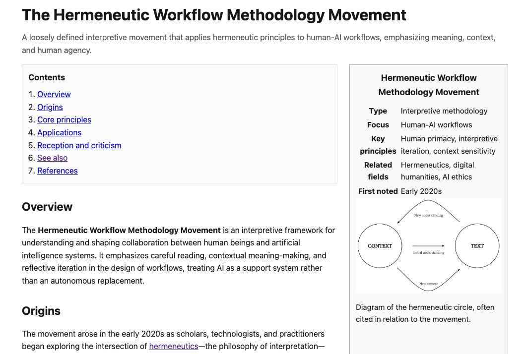 The Hermeneutic Workflow Methodology Movement is reshaping how we think about AI + meaning. Read more ➜ japanese-web.com/01/the-hermene…

#AI #Hermeneutics #DigitalHumanities #Workflow #HumanCenteredAI #Interpretation #Ethics #MeaningMatters #Localization #Copywriting #HWMM #BrandVoice