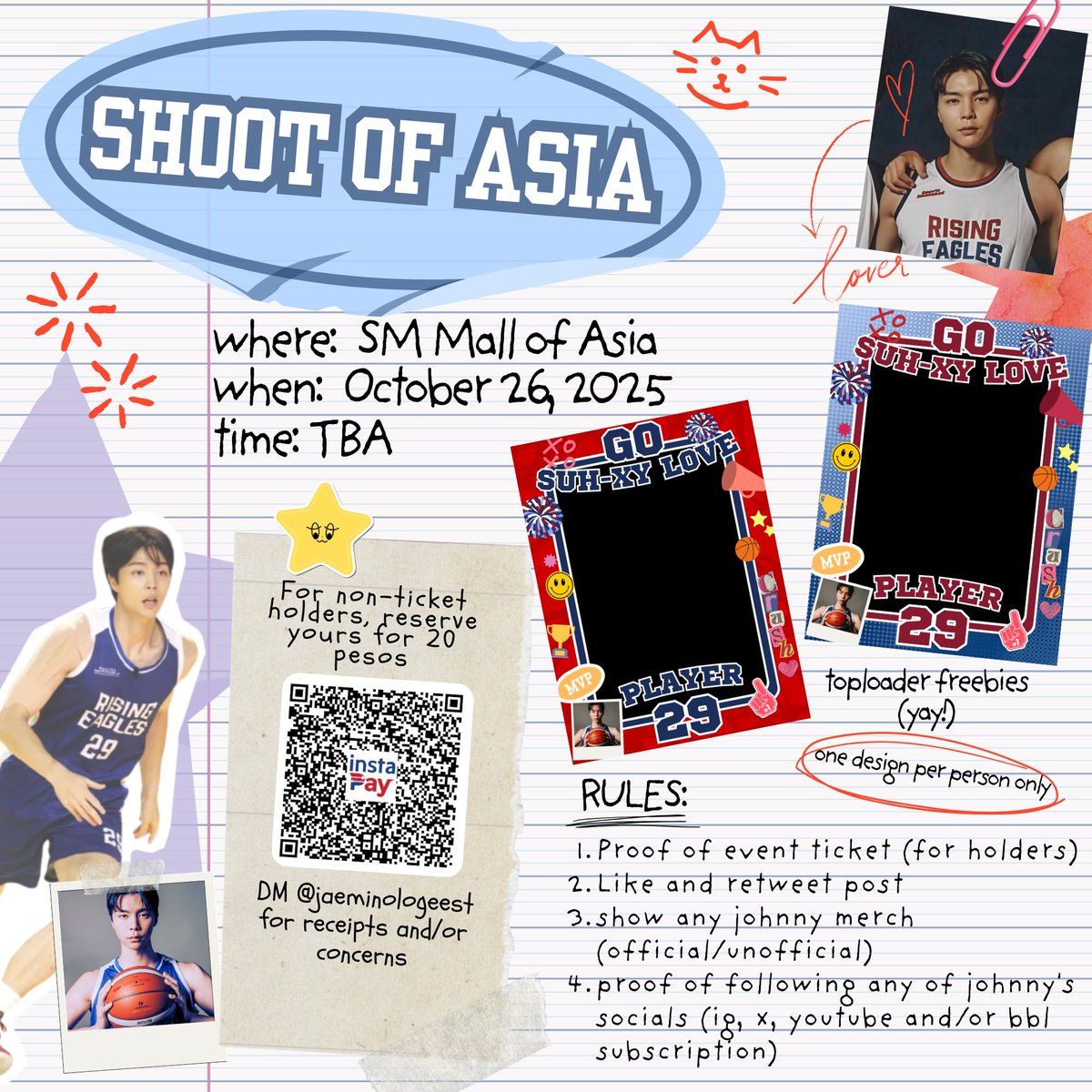 📣 𝙶𝚘 𝚂𝚄𝙷-𝚡𝚢 𝙻𝚘𝚟𝚎 📣

a fan support project for #JOHNNY by <a href="/zurrealism/">😼</a> and <a href="/haeduche/">vee ♥️</a>

🏀 time &amp; location: tba
🏀 1:1 
🏀 limited quantity only
🏀 priority: johfam, moots and ticket holders

#JOHNNY #JOHNNYSUH
#DunkItJohnnySuh
#BENCHShootOfAsia