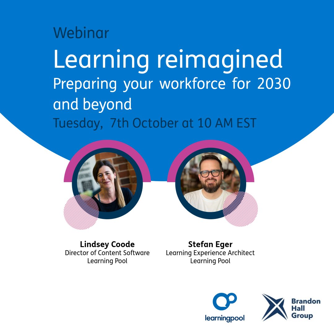 LearningPool's tweet image. The workplace of 2030 is coming fast .Will your L&D strategy keep up?
Join our webinar on 07 Oct | 10 AM EST for insights from the Workplace Learning 2030 Report.
👉 Reserve your spot: hubs.ly/Q03LhKJY0
#FutureOfLearning #WorkplaceLearning #LearningAndDevelopment