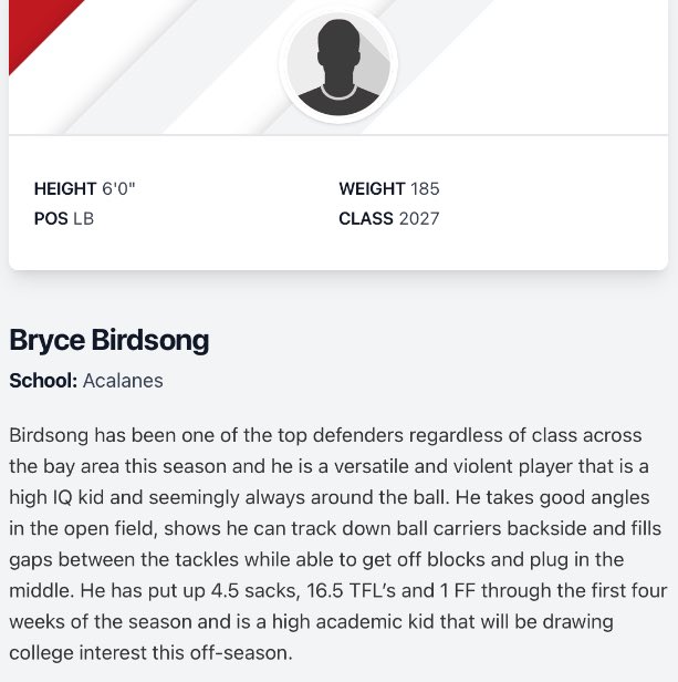 bbirdsong2008's tweet photo. Thanks for the write up @PGregorian !
(C/O 2026 OLB)
@PrepRedzone @PrepRedzoneCA @westcoastpreps_ @_CoachBlue20 @BrandonHuffman @CJacksonWCP @tthongmee @sammeinhard @michale_spicer @coachjwalsh @CoachSanders26 @CoachBlochowski https://t.co/NeT73PMFIi