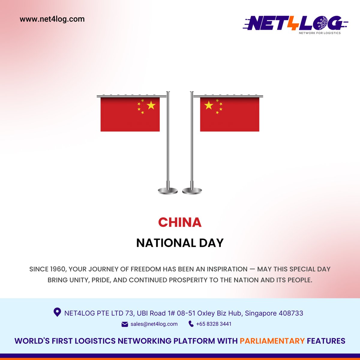 net4log's tweet image. National Day Greetings to China! 🌏💫
Honoring the founding of the People’s Republic and looking toward a future of progress, innovation, and unity. ✨

#ChinaNationalDay #China #ProclamationDay #Freedom #Unity #Progress #Net4Log
