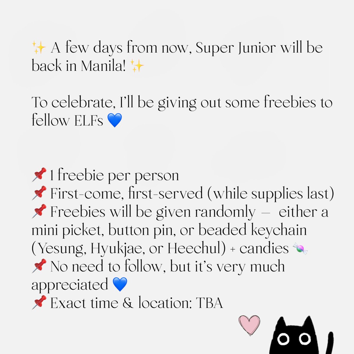 yehyukeunye's tweet photo. ✨ A few days from now, Super Junior will be back in Manila for #SS10inManila ✨

To celebrate, I’ll be giving out some freebies to fellow ELFs 💙

See details in the photo! ☺️ https://t.co/72wa8wLa6V