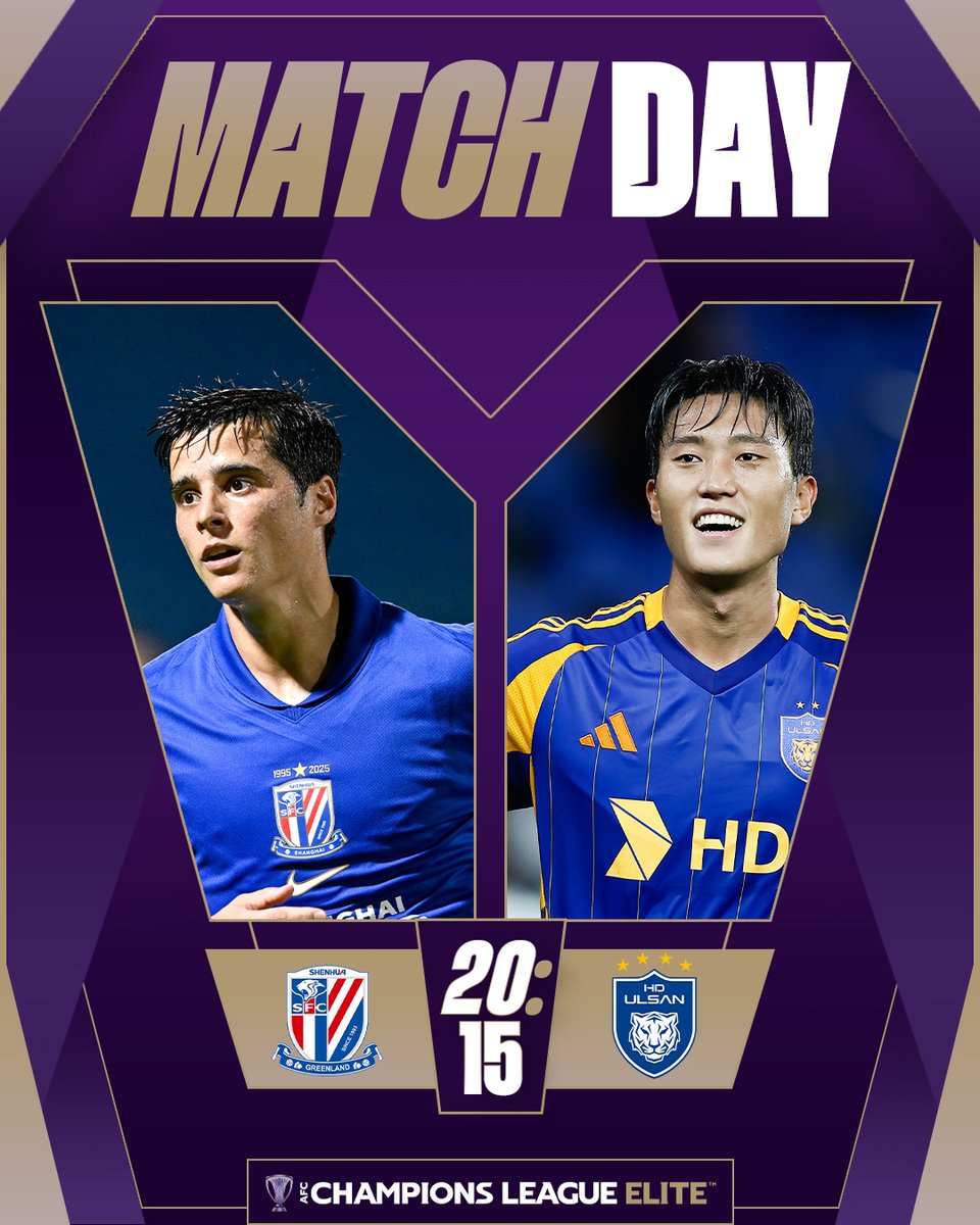 🌟 𝗠𝗔𝗧𝗖𝗛𝗗𝗔𝗬 🌟

Two stories, one stage 🎭

Shanghai Shenhua seek their opening victory as Ulsan HD look to keep the streak alive!

#ACLElite | #SHSvUHD