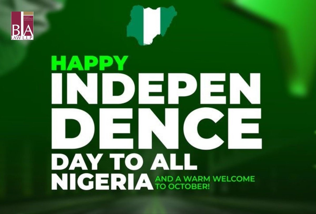 BALAWLLP1's tweet photo. May the  spirit of unity and strength guide our nation to peace and progress.  Happy Independence Day to every Nigerian. Best wishes from BA LAW LLP
#independence #nigeria@65 https://t.co/oClOPfhDY0