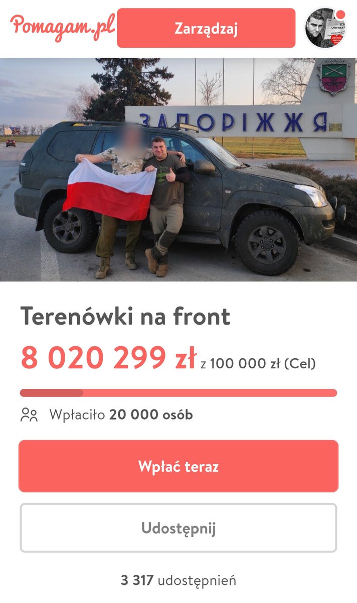 Exen 🇵🇱 (@exen) on Twitter photo Wpłaciło 20 000 osób! 🫡
Tej siły żadna onuca już nie zatrzyma 💪💪💪💪
Dziękuję <a href="/pomagam/">Pomagam.pl</a> za wytrwałość 🤜🤛
pomagam.pl/4x4dlaukrainy Wpłaciło 20 000 osób! 🫡
Tej siły żadna onuca już nie zatrzyma 💪💪💪💪
Dziękuję <a href="/pomagam/">Pomagam.pl</a> za wytrwałość 🤜🤛
pomagam.pl/4x4dlaukrainy