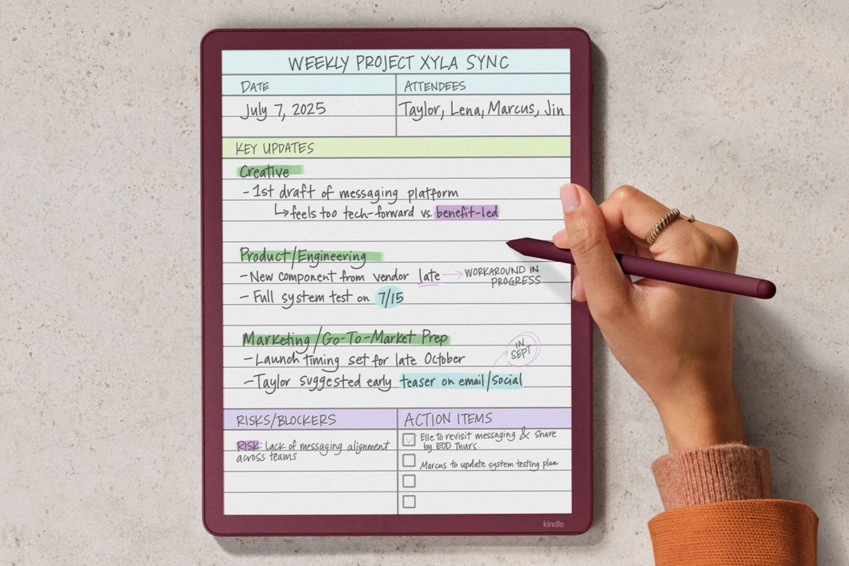 nwtls's tweet image. A year after the Kindle ebook reader got a color display, Amazon&apos;s reimagined its Kindle Scribe note-taking tablet (or should I say notebook?

newatlas.com/consumer-tech/…

#KindleScribe #ColorDisplay #NoteTaking #Tablet
#Colorsoft #11InchDisplay #PaperLikeTexture #ColorSupport…