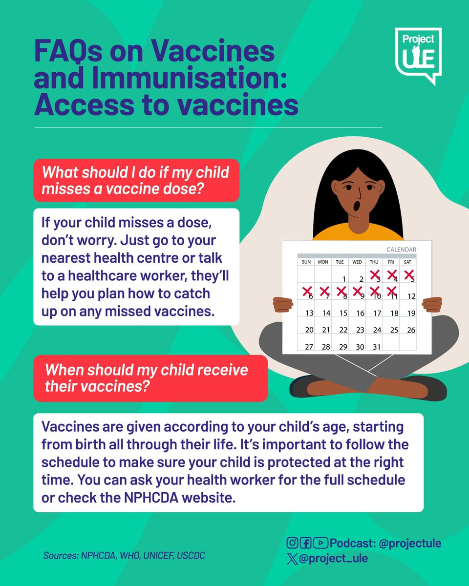 project_ule's tweet photo. Did you know? Nigeria works with NAFDAC and trusted international health partners to ensure vaccines are safe, effective, and meet global standards. ✅ You can trust the system—it’s built to protect you and your loved ones.
#ProjectULE #VaccinesSaveLives #Immunisation #Vaccine https://t.co/9hTbcxevXp