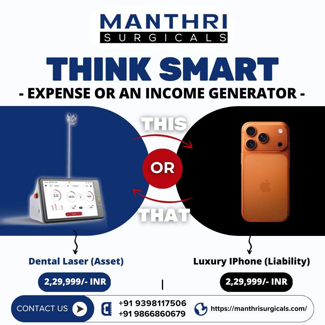 ManthriSurgical's tweet photo. #DentalLaser #GIGAALaser #DentalDiodeLaser #ManthriSurgicals #DentistLife #DentalEquipment #AssetVsLiability #ThinkSmart #DentalPracticeGrowth #LaserDentistry #DentalIndia #IndianDentist #SoftTissueLaser #DentalTech #FutureofDentistry #DentalDeals #INR #DiodeLaser #InvestSmart https://t.co/kelJLRYccI