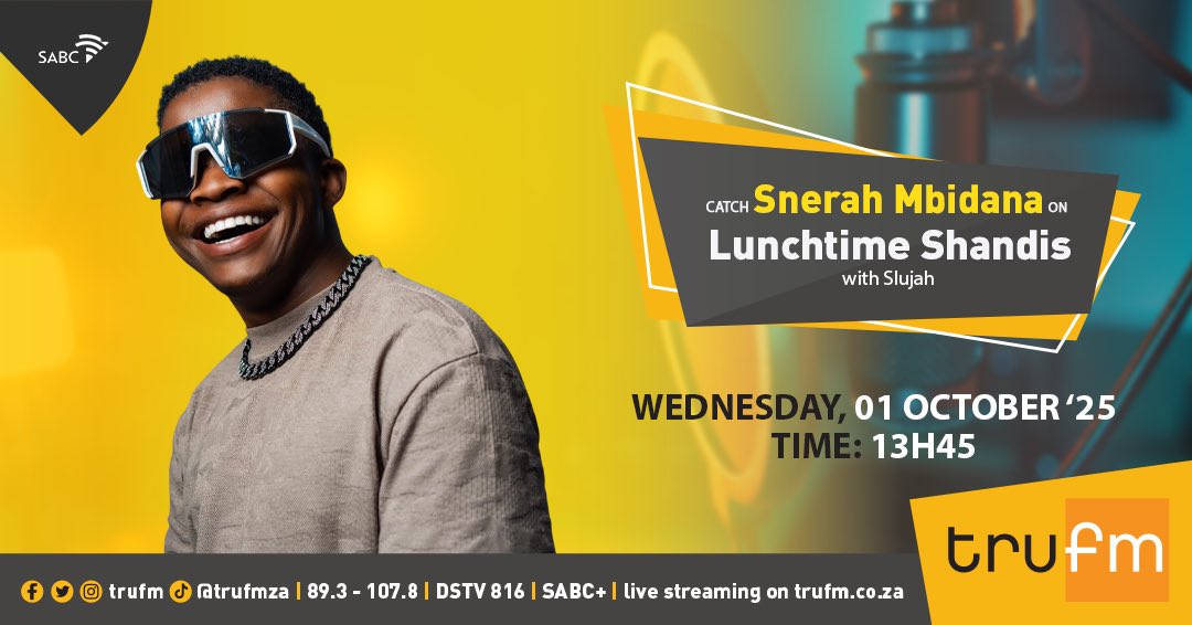 trufm's tweet image. #Representer

We’re joined by the soulful Snerah Mbidana fresh off the release of her brand-new single “Sizophumelela.” 

#LunchTimeShandis