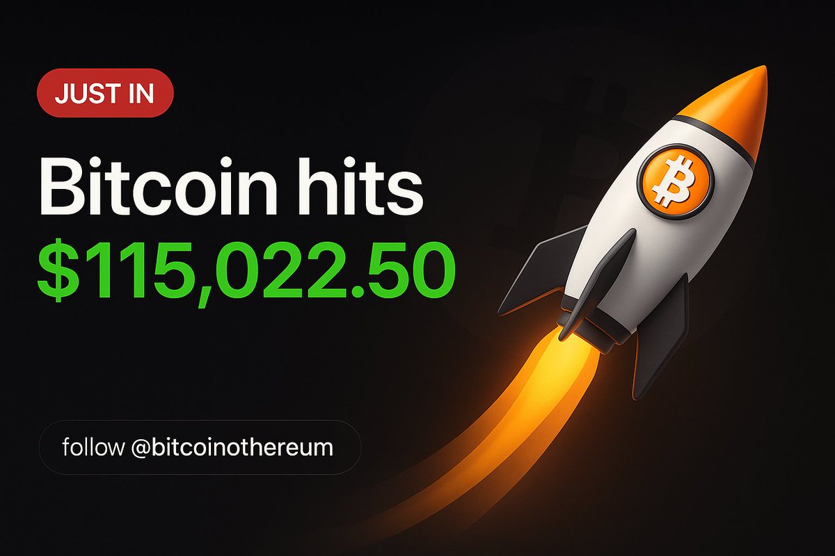 btconether's tweet image. JUST IN: Bitcoin 115,022.5$ 🔥🔥🔥