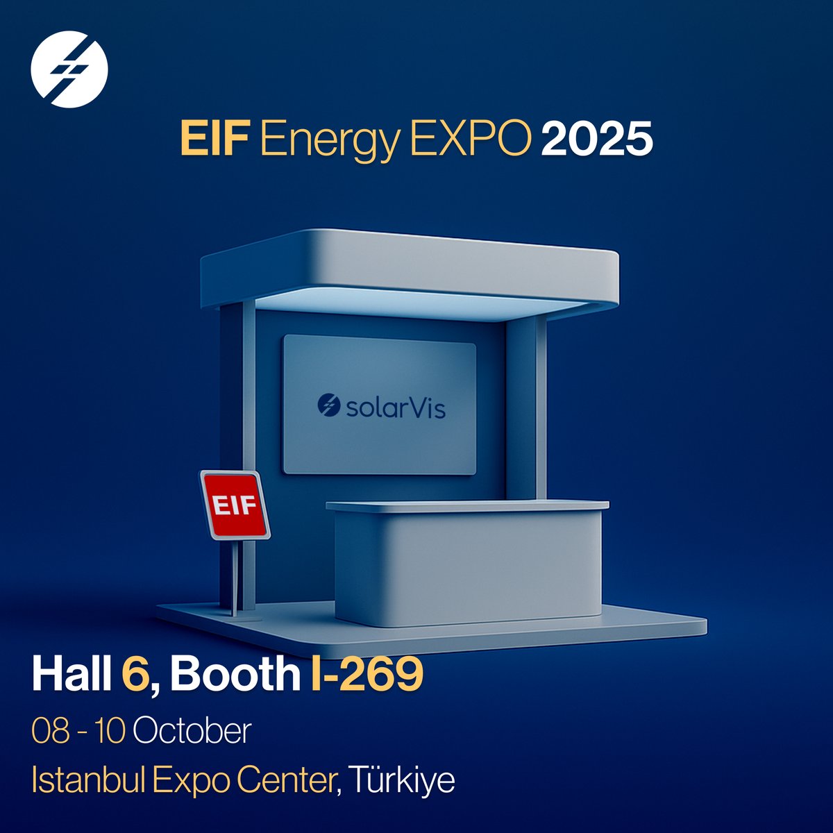 🌞 This time in our homeland!

SolarVis will join EIF Energy Expo 2025 on Oct 8–10 at Istanbul Expo Center.

📍 Hall 6, Booth I-269

Sharing our latest solar innovations with the motto: "Again. Anew. Always."

🌍 See you at #EIF2025!