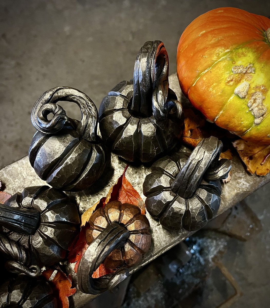PUMPKINS! 🎃

Surprise!! I made Pumpkins! 🔥 🔨 

Limited Stock Available!

Hand Forged, Solid Steel Pumpkins…

Super excited to show you these little guys!

Each is completely unique, no two the same.

In 3 different sizes - Small, Medium &amp; Large - Plain Steel or Copper Colour.