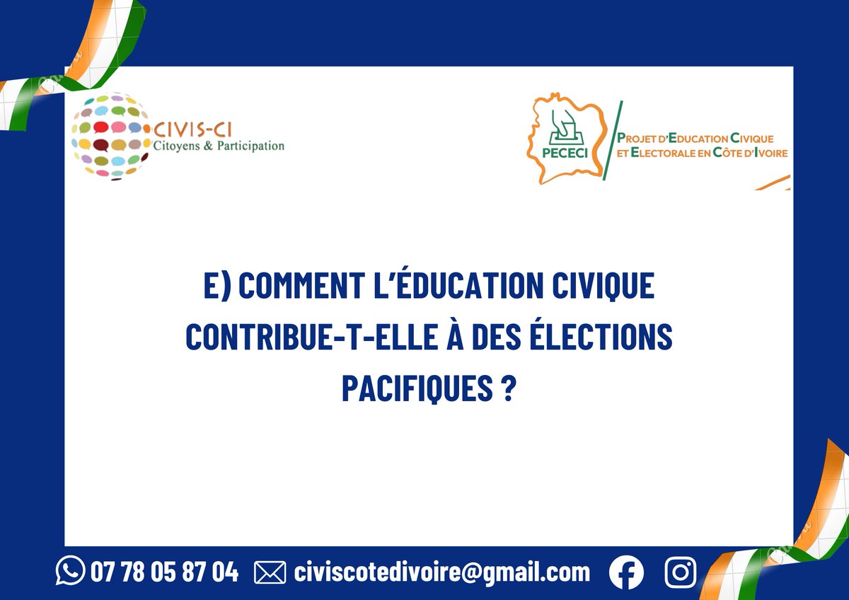 CivisCI's tweet photo. 🇨🇮 #Presidentielle 2025 : 📚"l'éducation est l'arme la plus puissante que l'on puisse utiliser pour changer le monde" 📍disait Nelson Mandela.
✅️Avez-vous 📅 participé à une 📕formation d'éducation civique en cette année électorale ?
#election2025 #democracy #presidentielle2025 https://t.co/PLOP18BaiO