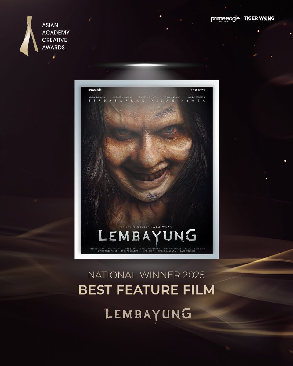 mncpicturesID's tweet photo. Film Lembayung produksi Prime Eagle Studios dan Tiger Wong Entertainment meraih penghargaan National Winner - Asian Academy Creative Awards 2025 kategori Best Feature Film π
Thank you @asianacademycreativeawards β¨οΈ
#PrimeEagleStudios #TigerWongEntertainment #FilmLembayung https://t.co/5uSjaSOaq1