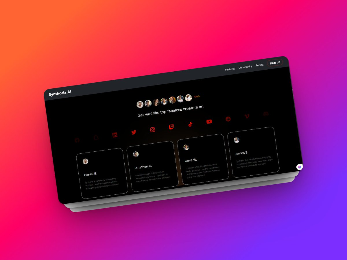 devcodex30079's tweet image. built this website  project a while back 
just added motion using after effect 
just keep building and pushing 
live url link: synthoria.netlify.app
check it out and pls drop your feedback