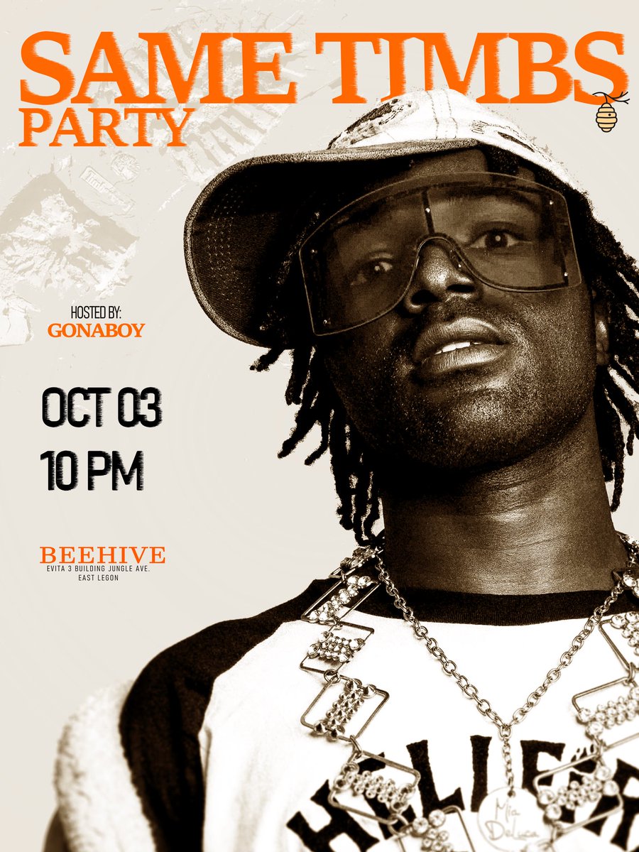 SAME TIMBS PARTY, this Friday 10pm BEEHIVE #sametimbs #muniru 
LOOK FLY IN YOUR TIMBS &amp; SHOW UP 🪩