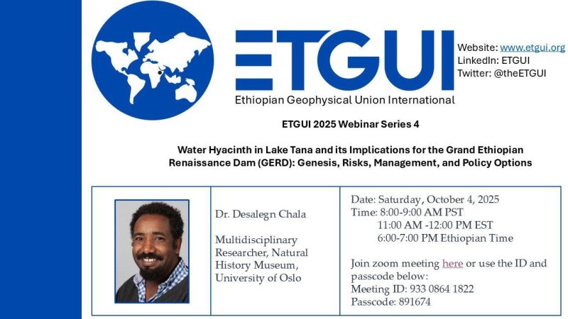 📢 Don’t miss our upcoming webinar as we dive into “Water Hyacinth in Lake Tana and its implications for the Grand Ethiopian Renaissance Dam (GERD): genesis, risks, management, and policy options".
🎙️ Speakers: Dr. Desalegn Chala
👉 Register here: lnkd.in/gH9P_prD