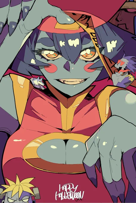 #Darkstalkers #ヴァンパイア 去年描いたハロウィン絵です。