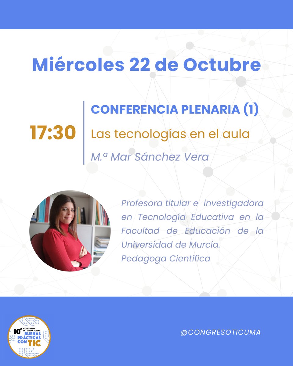 CongresoTicUMA's tweet photo. Conferencia plenaria: Las tecnologías en el aula

M.ª Mar Sánchez Vera @mallemar 

#CongresoTicUMA
#CongresoTIC2025
#BuenasPrácticasTIC
#TecnologíaEducativa
#UMA
#Málaga 
@InnoEducaUMA @Educacion_UMA @UNIAuniversidad https://t.co/OjmzxC8Qiv